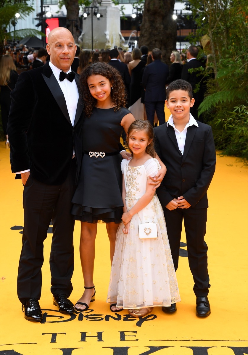 Vin Diesel at premiere with kids in 2019