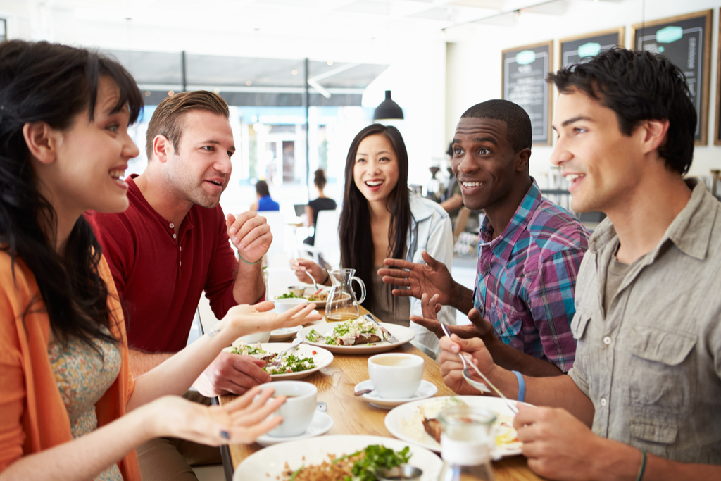 Friends talking happier life in 2019