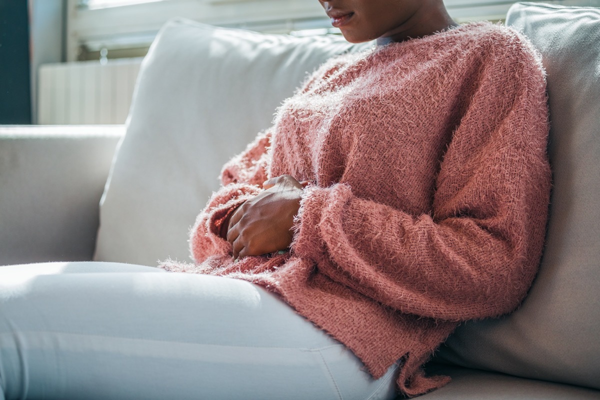 Woman with stomach pain