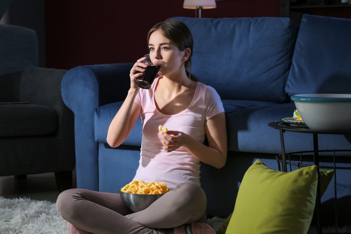 Woman Having a Late Night Snack