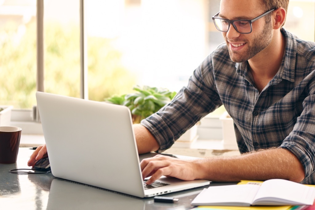 Young Man Working From Home