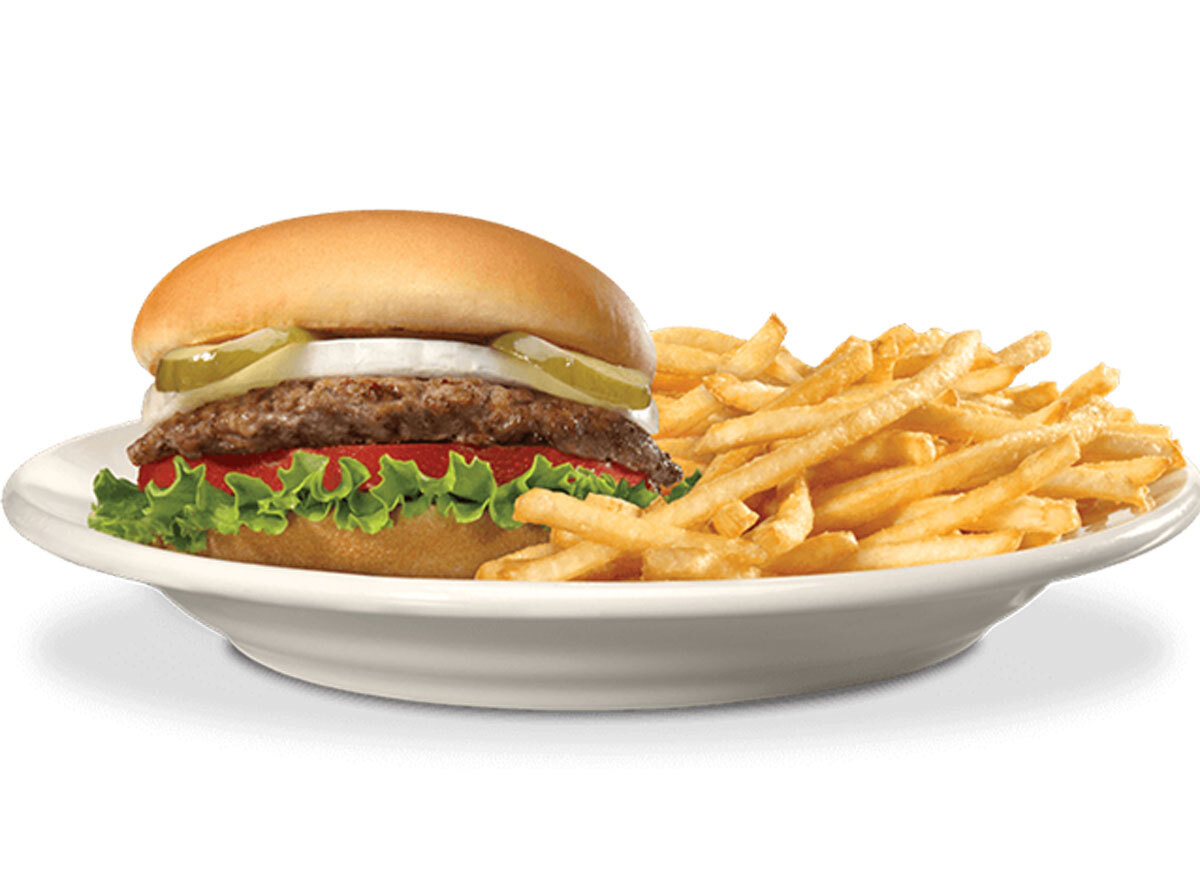 Steak n shake single steakburger and fries