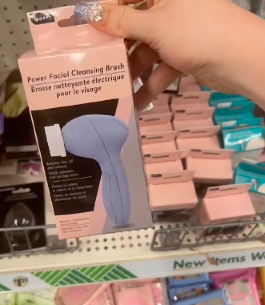 still from TikTok showing Dollar Tree cleansing brush