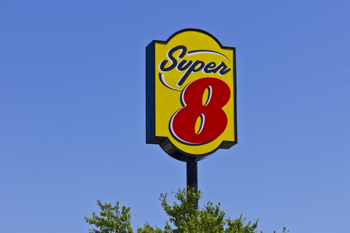 Super 8 hotel sign in Indianapolis, Indiana