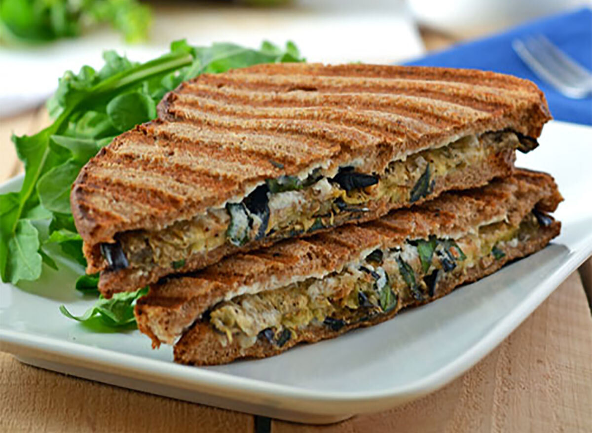 eggplant ricotta grilled cheese sandwich halves