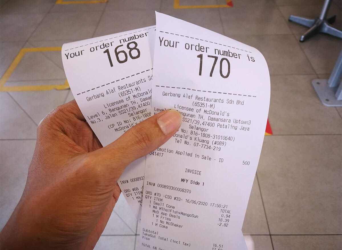 mcdonalds receipts