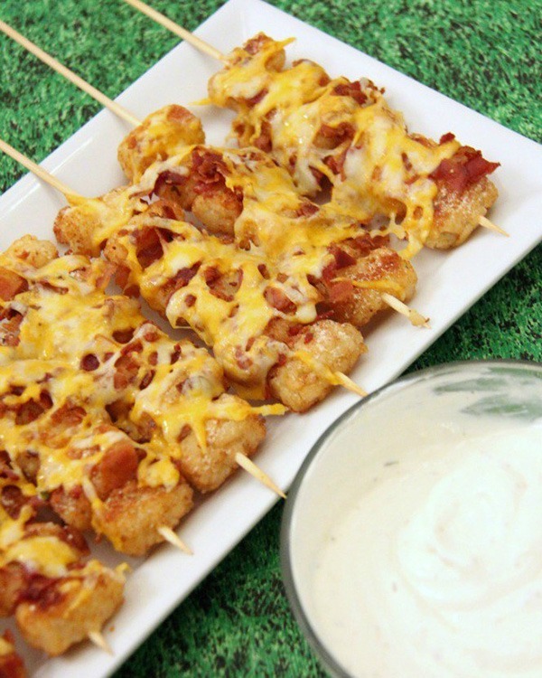 loaded tater tot skewers