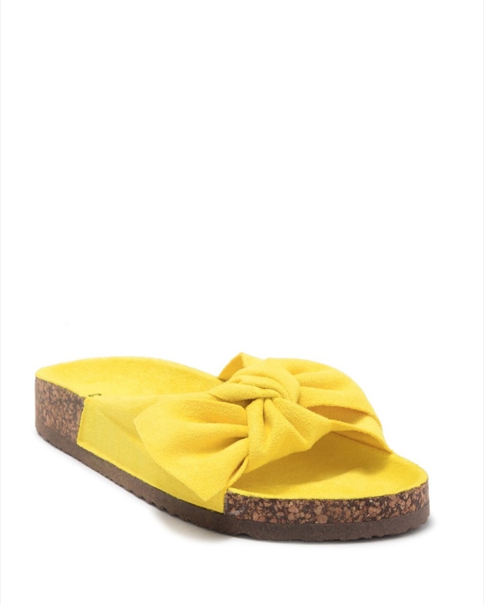 yellow bow sandals, affordable sandals