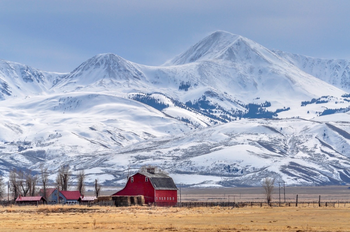 Montana in the winter with snowy mountains