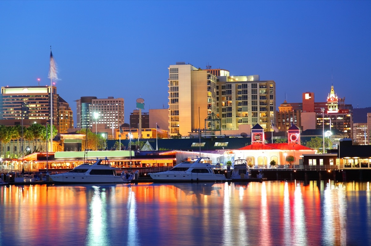 cityscape photo of a waterfront and the downtown area in Oakland, California