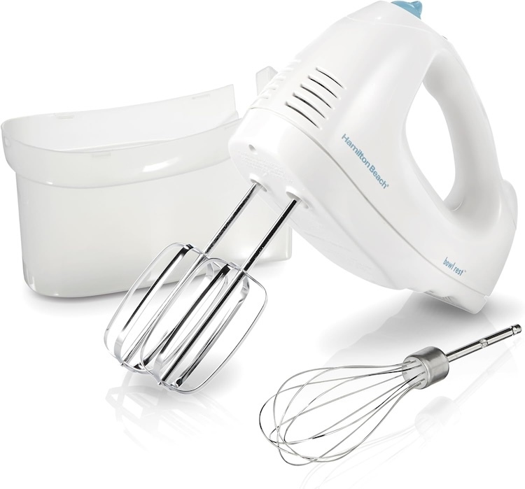 A Hamilton Beach electric hand mixer