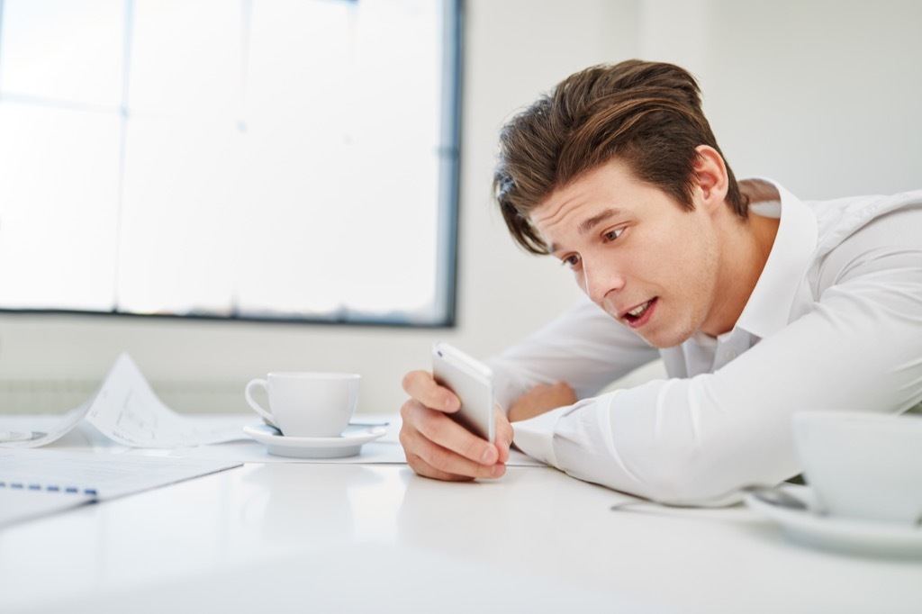 Man on phone at work