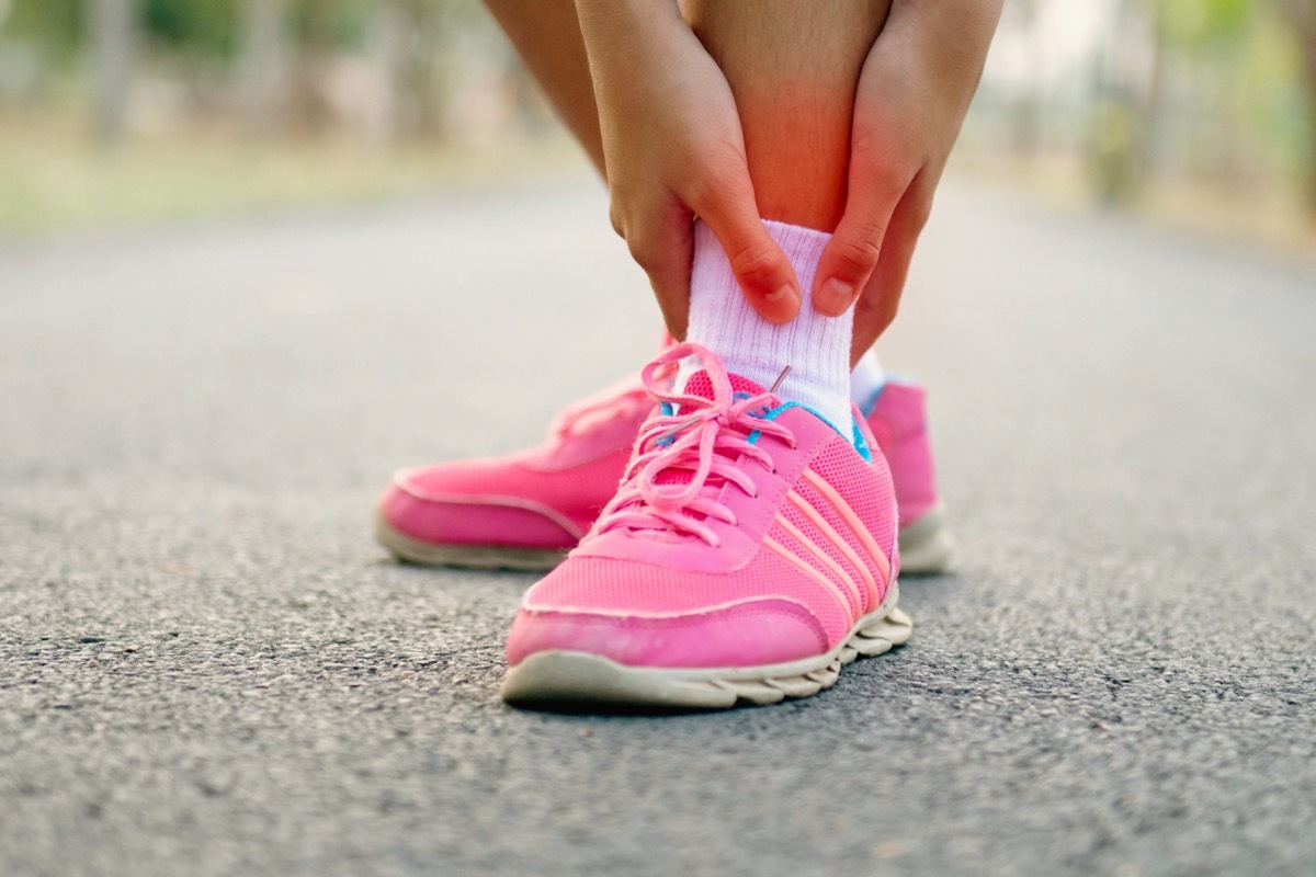 pink running shoes