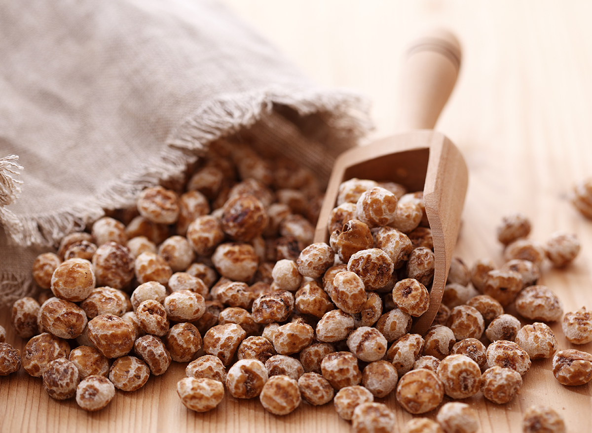 tiger nuts with wooden spoon