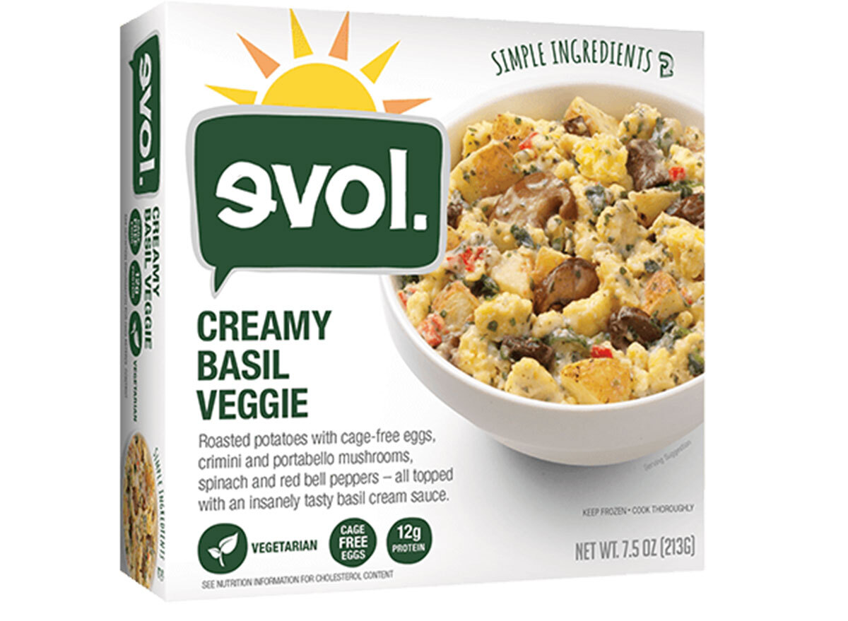 evol creamy basil veggie frozen meal