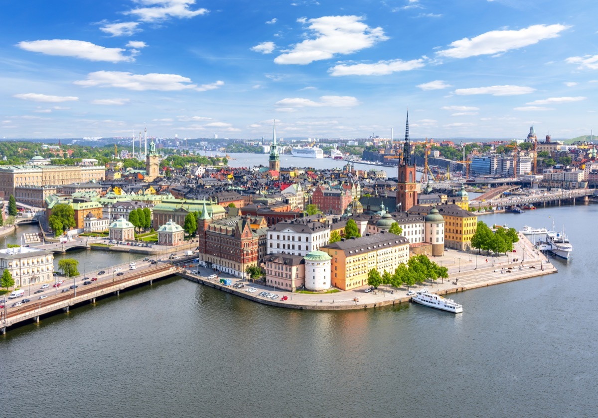 Stockholm old town (Gamla Stan) panorama from City Hall top, Sweden