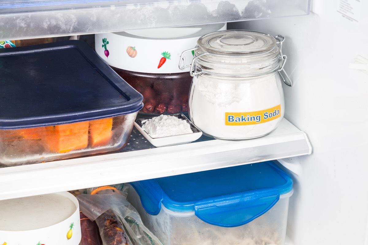 Baking soda placed in refrigerator to deodorize bad odor