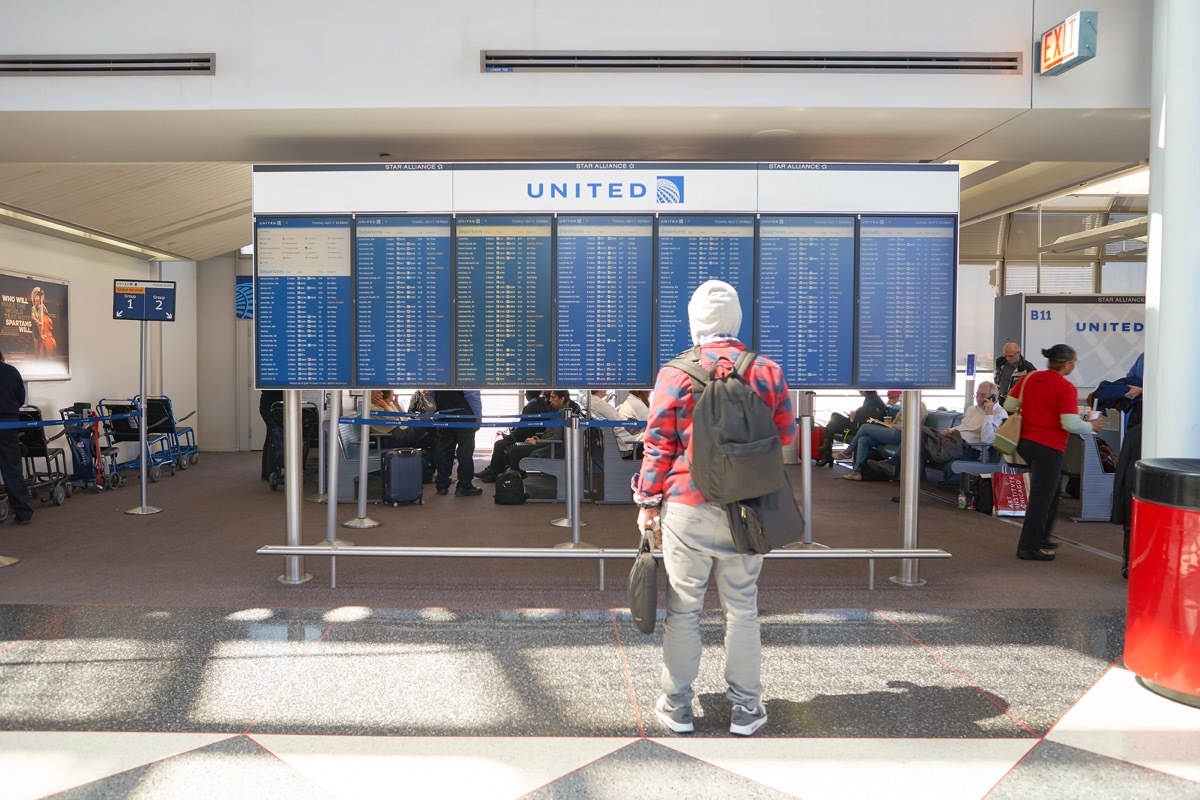 CHICAGO - APRIL 05, 2016: inside of O'Hare International Airport. O'Hare is currently a major hub for American Airlines and United Airlines, as well as a hub for regional carrier Air Choice One.