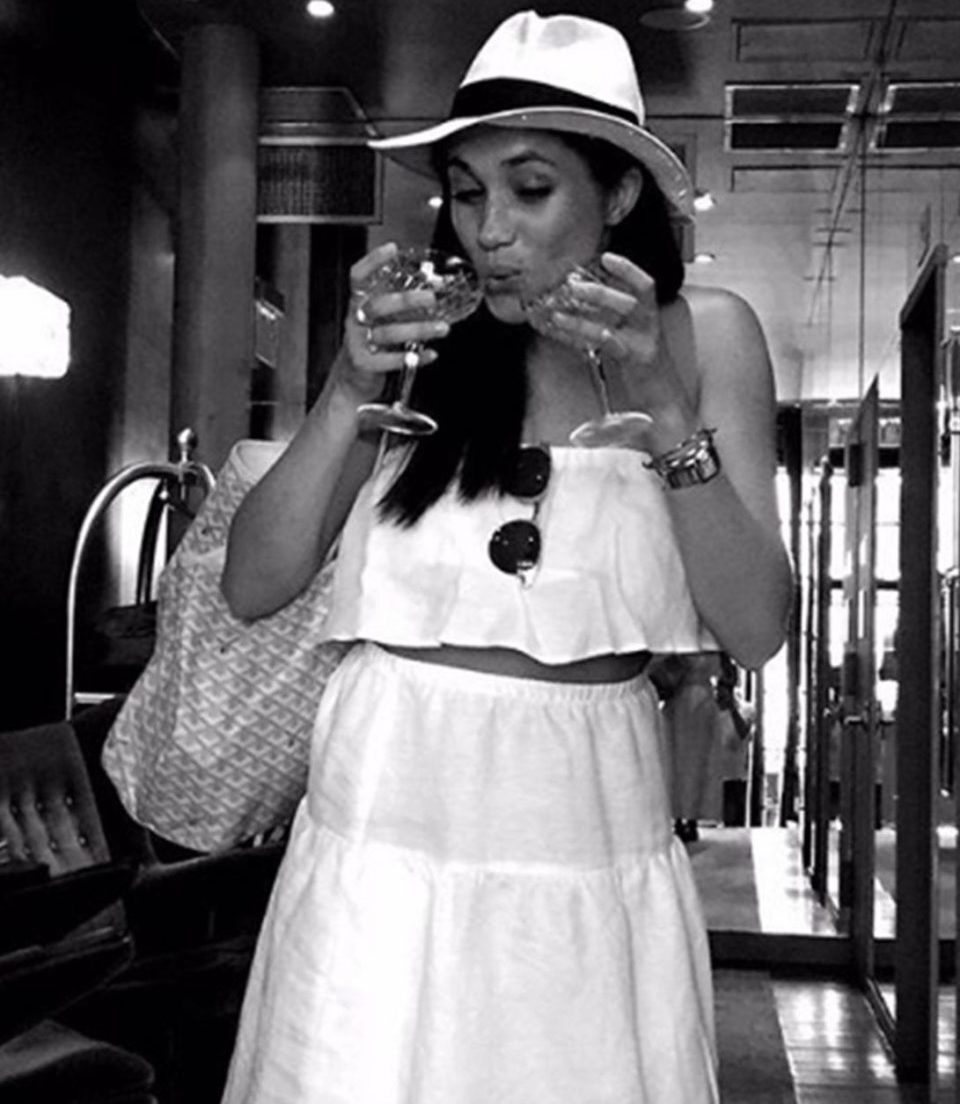 Meghan Markle Drinking Wine