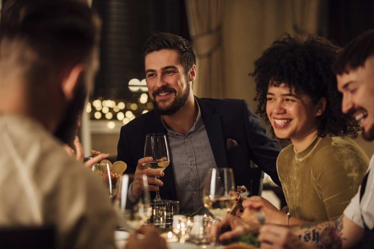 Friends Having Wine with a Meal