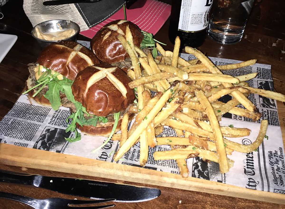 lamb sliders with french fries