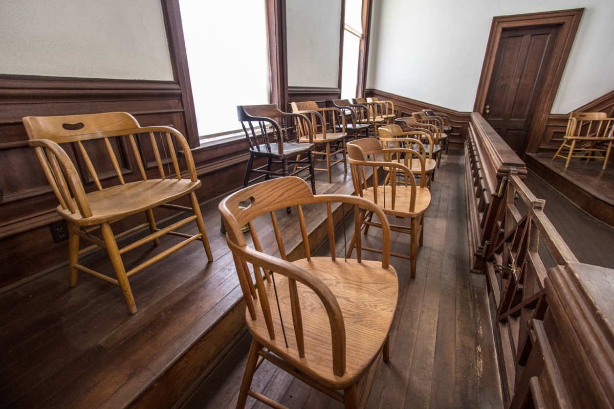 juror box in a courtroom