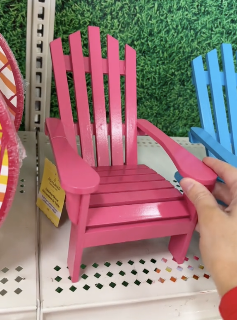 miniature adirondack chairs on display at Michaels