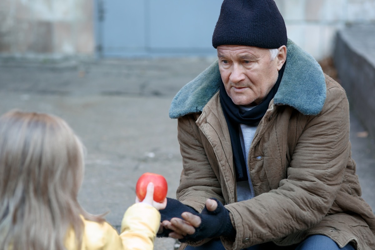 Girl Giving Food to the Homeless {Free Acts of Kindness}