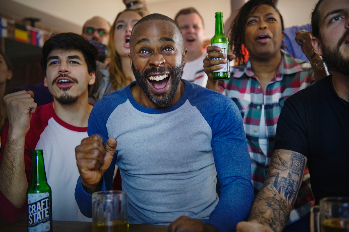 Football fans gathered to watch game