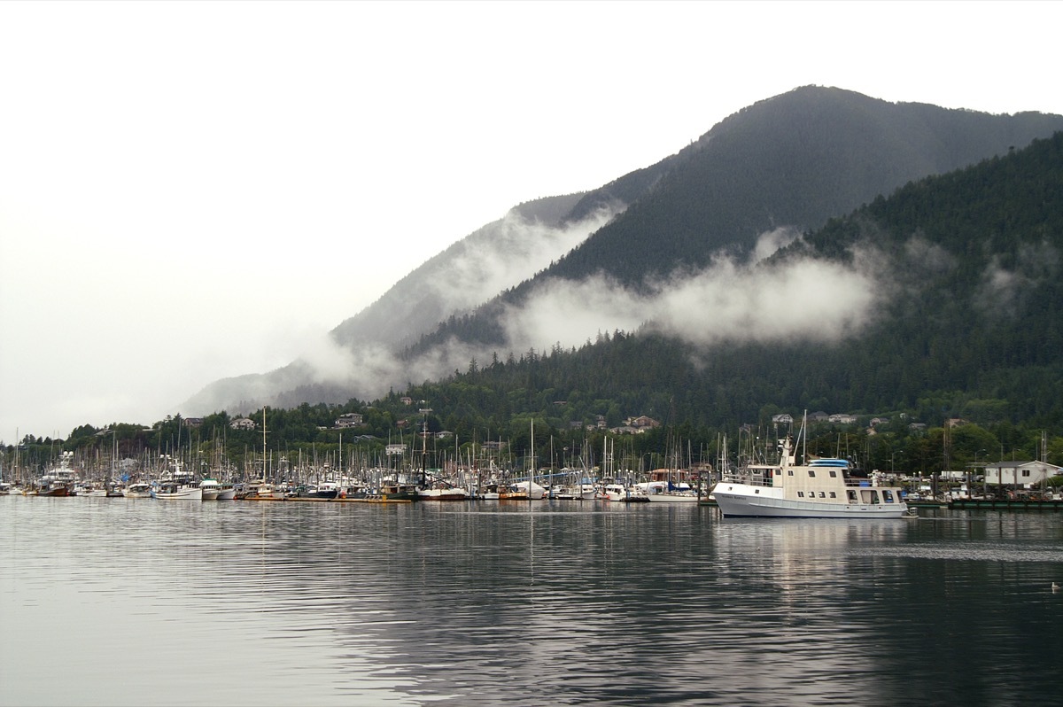 docked sailboats in sitka alaska harbor