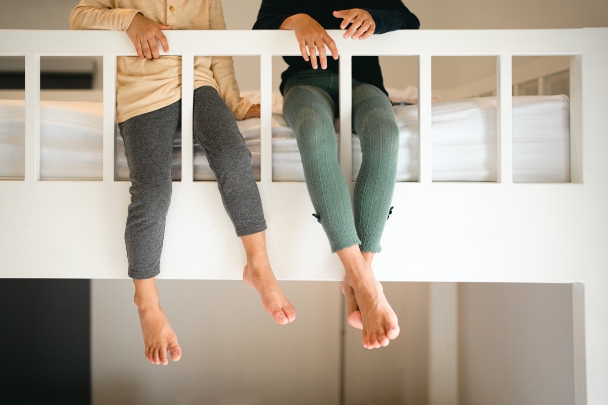 kids on top bunk bed