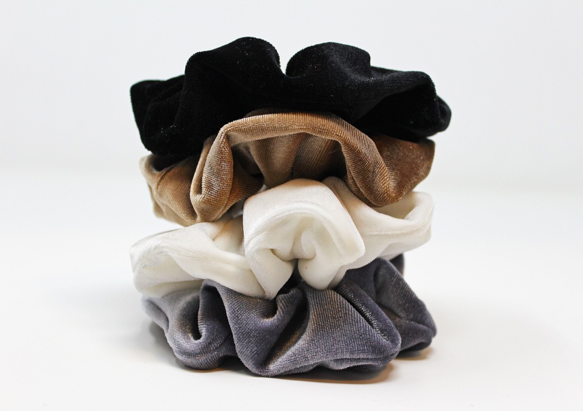 stack of velvet scrunchies