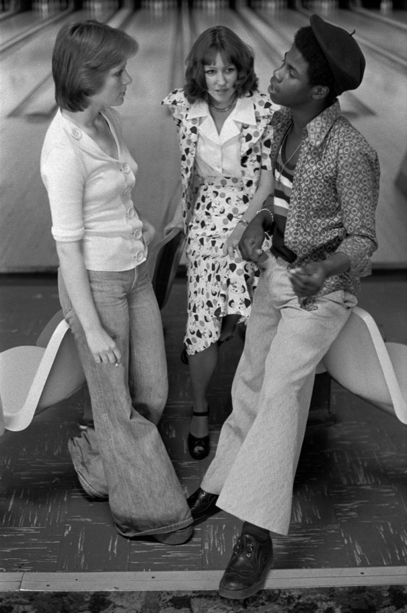 Teenagers group 1970s hanging out