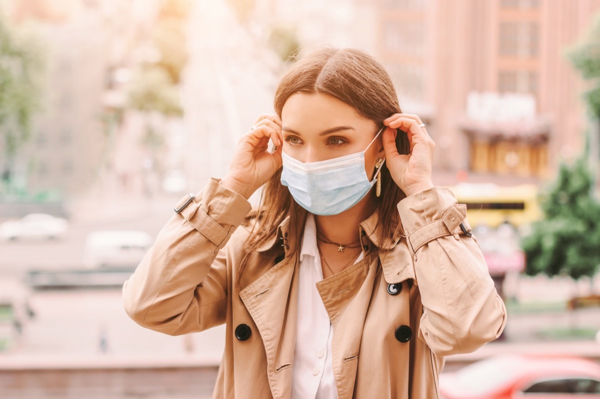 Woman wearing a mask