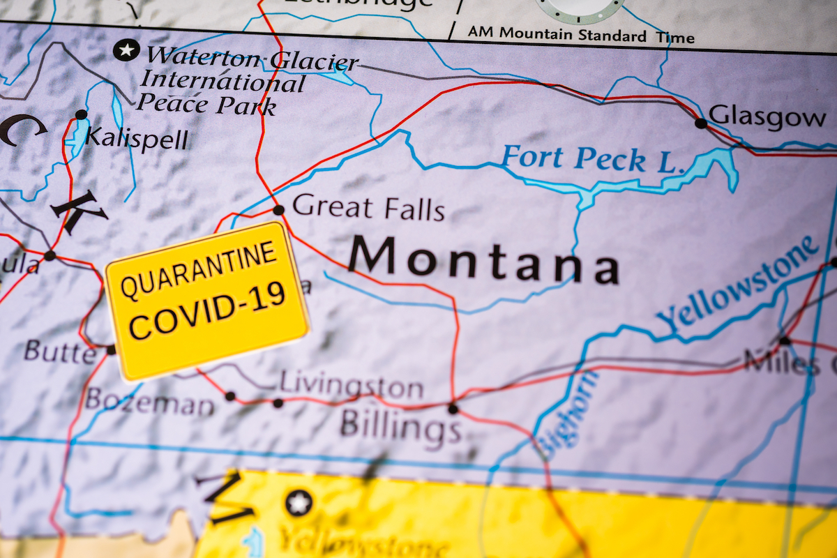 montana on map with covid indicator