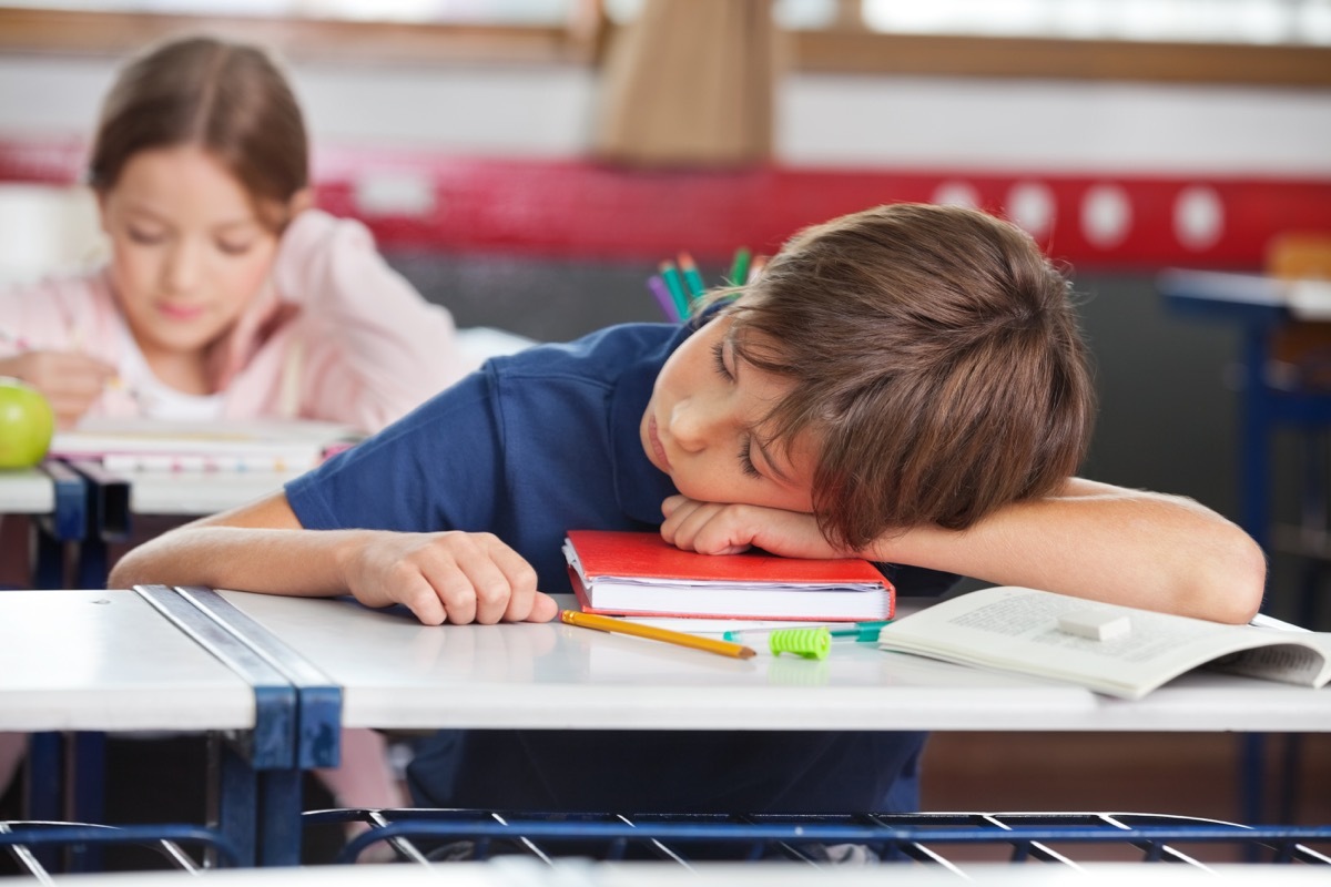 student sleeping in class