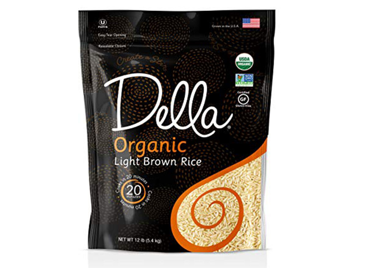 Della organic light brown rice bag