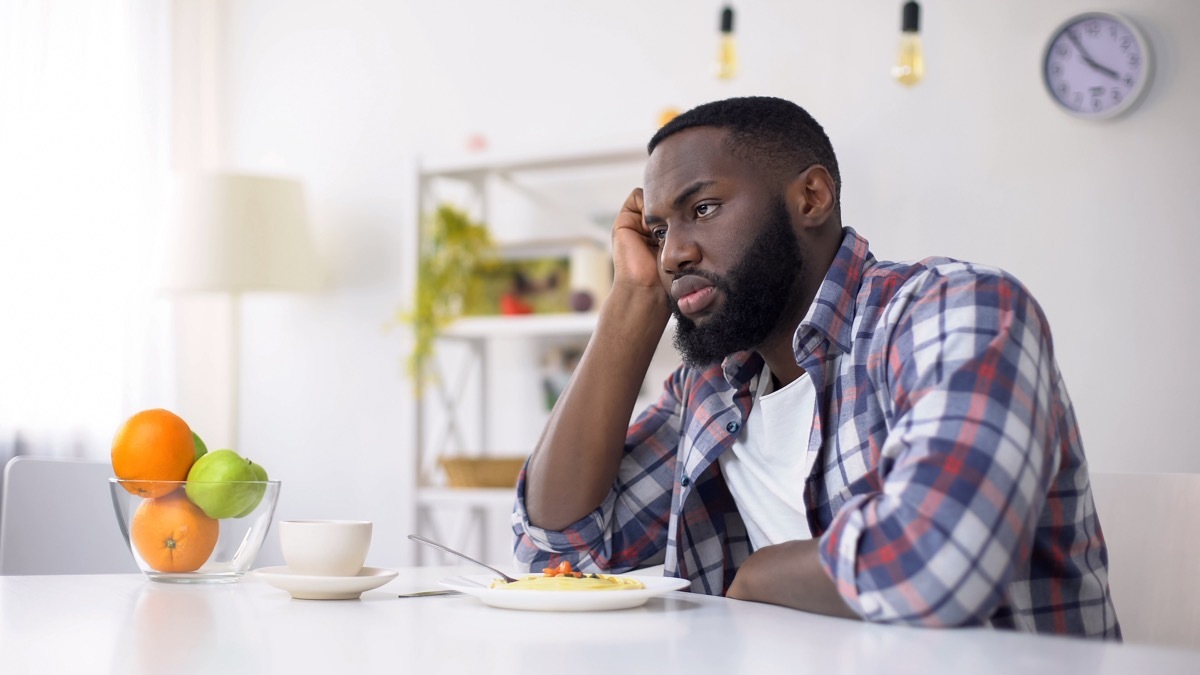 Man not eating upset because he lost his sense of taste