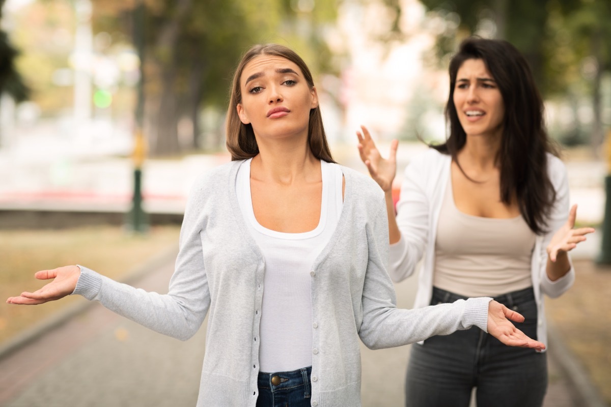 Two Girls Not Caring About Each Other