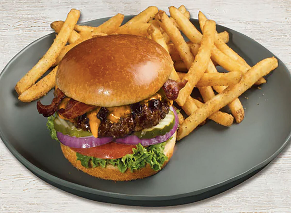 tgi fridays whiskey glazed burger with fries