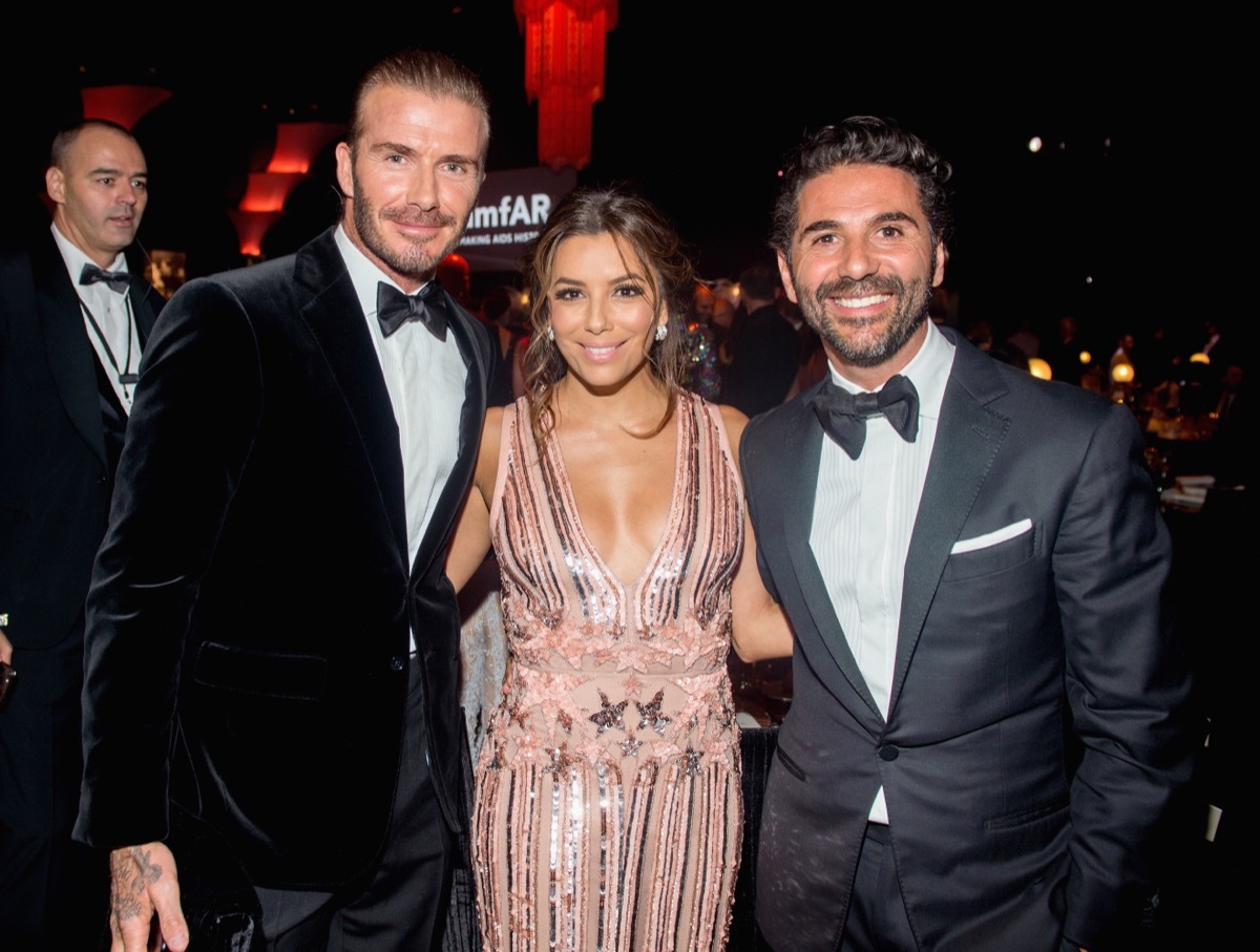 eva longoria jose baston and david beckham in formalwear