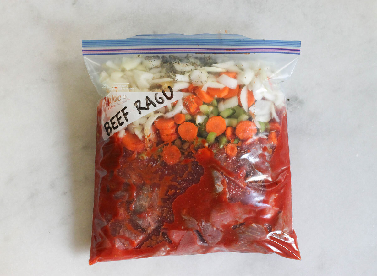 Slow cooker beef ragu freezer meal