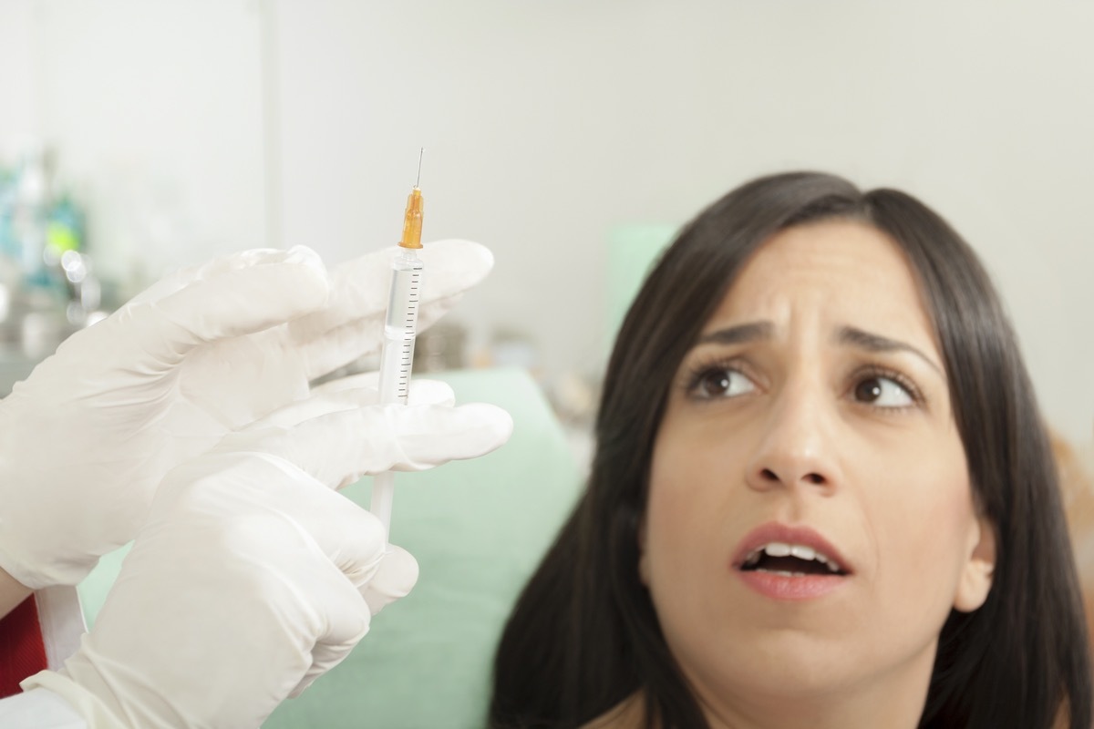 Patient is afraid of syringe and needle.