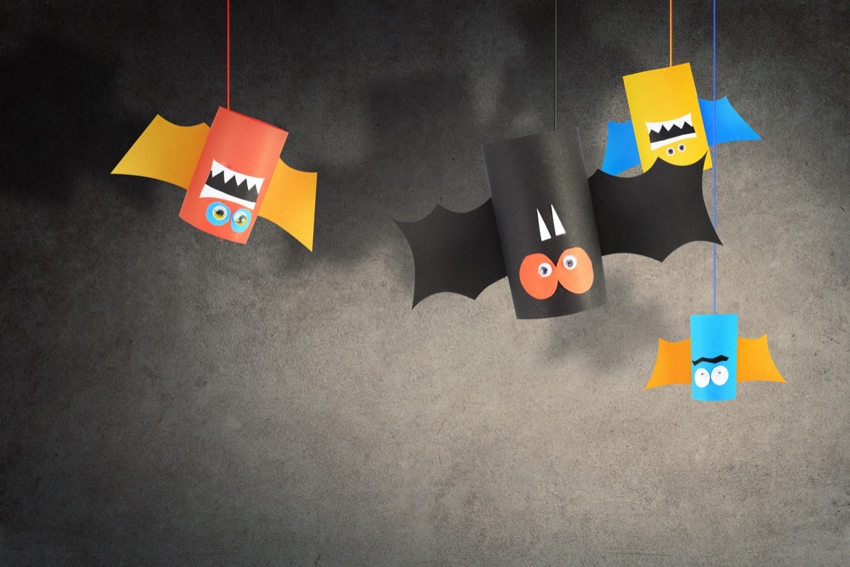 Flying Toilet Paper Roll Bats Halloween Crafts