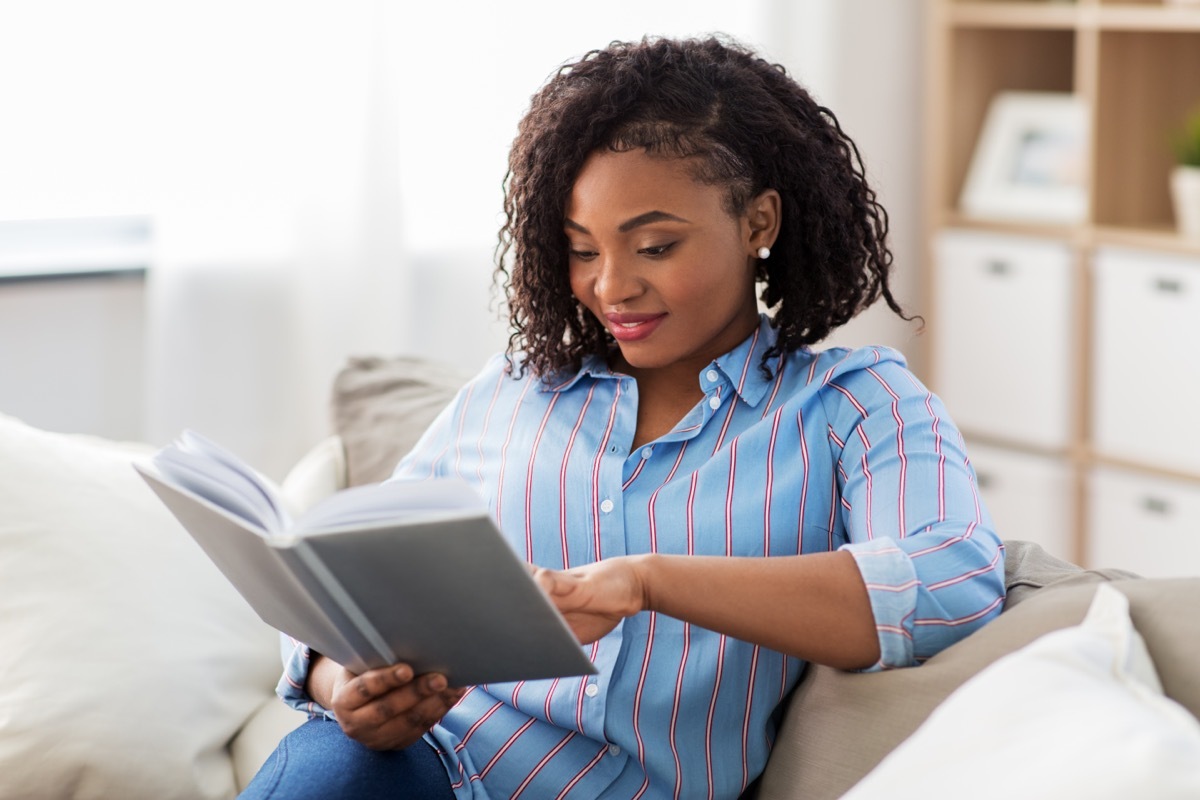 woman reading book