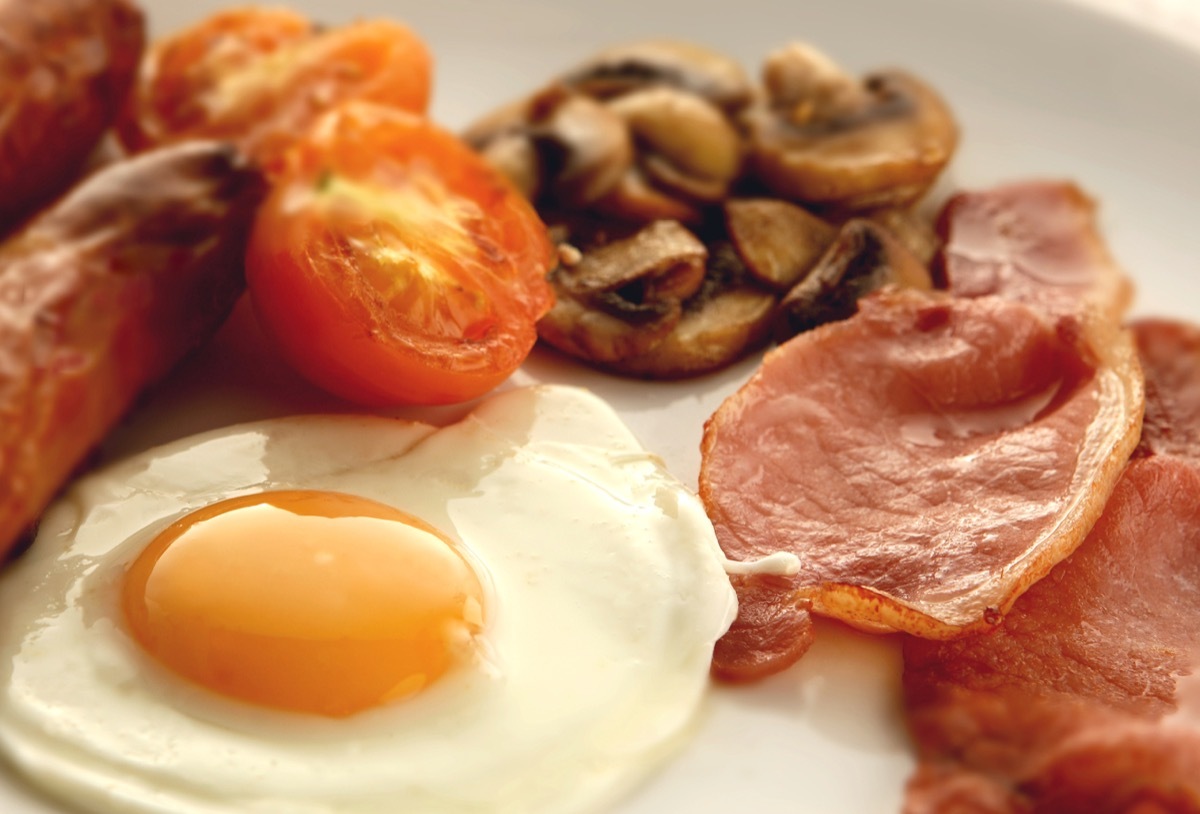 Close up of an English breakfast