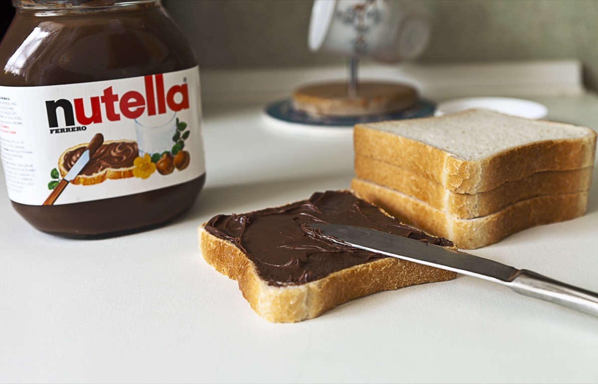 Istanbul, Turkey - February 10, 2012 : Nutella chocolate cream and bread are ready for breakfast on February 10, Istanbul, Turkey.