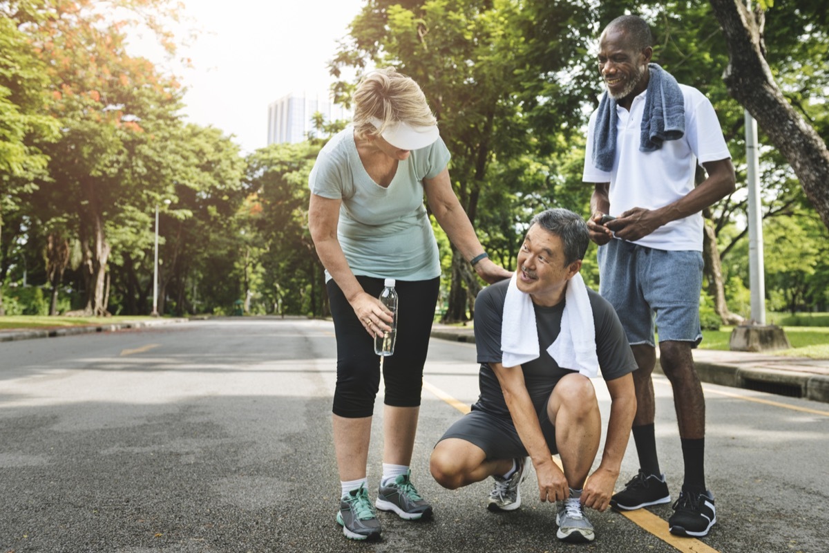 Older adults exercising together