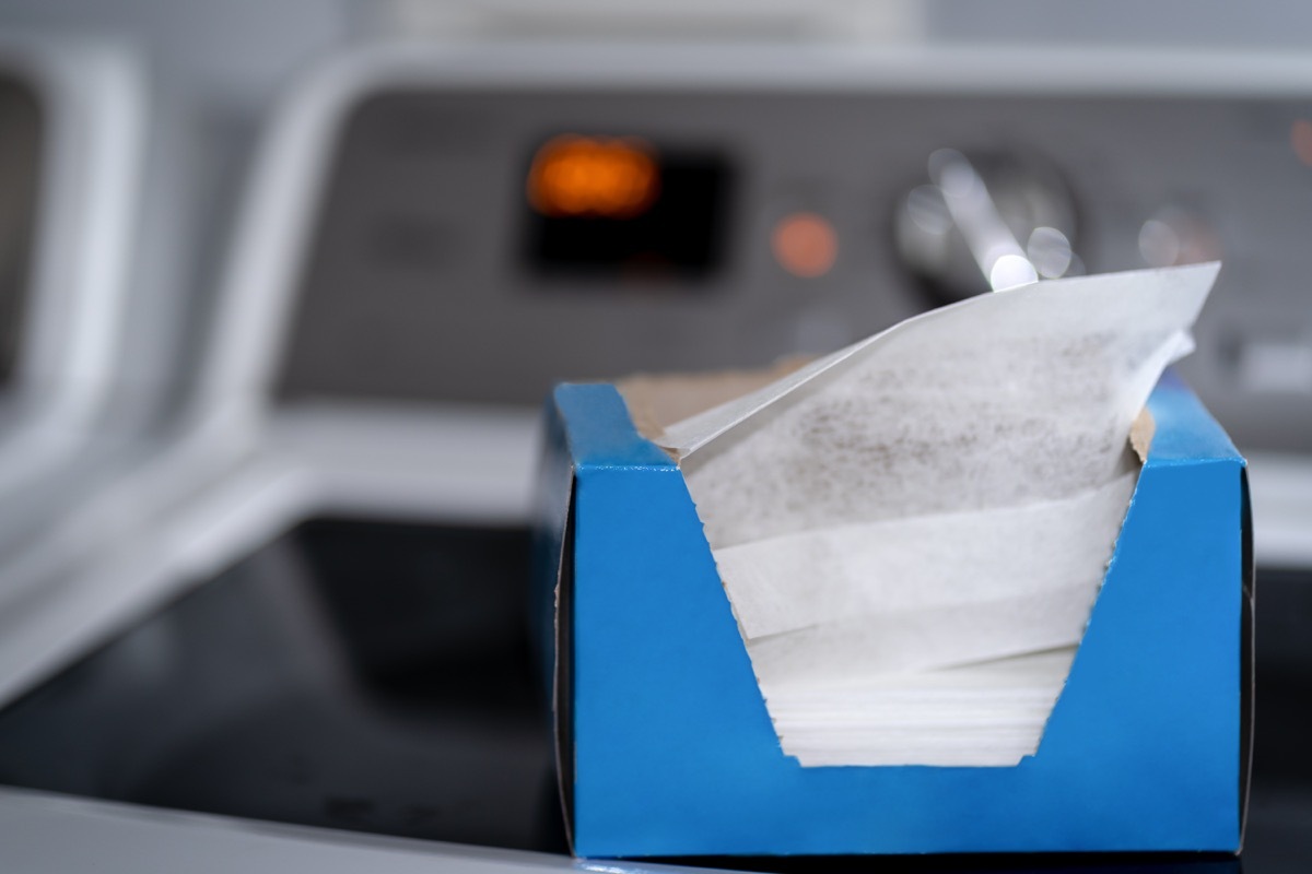 a blue box of dryer sheets