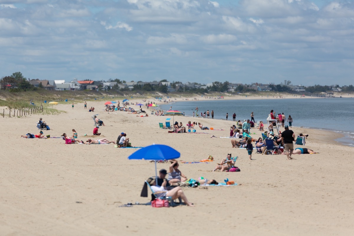 The beach goers on the first day Lewes beach opened from the Covid-19 / Coronavirus shut down.